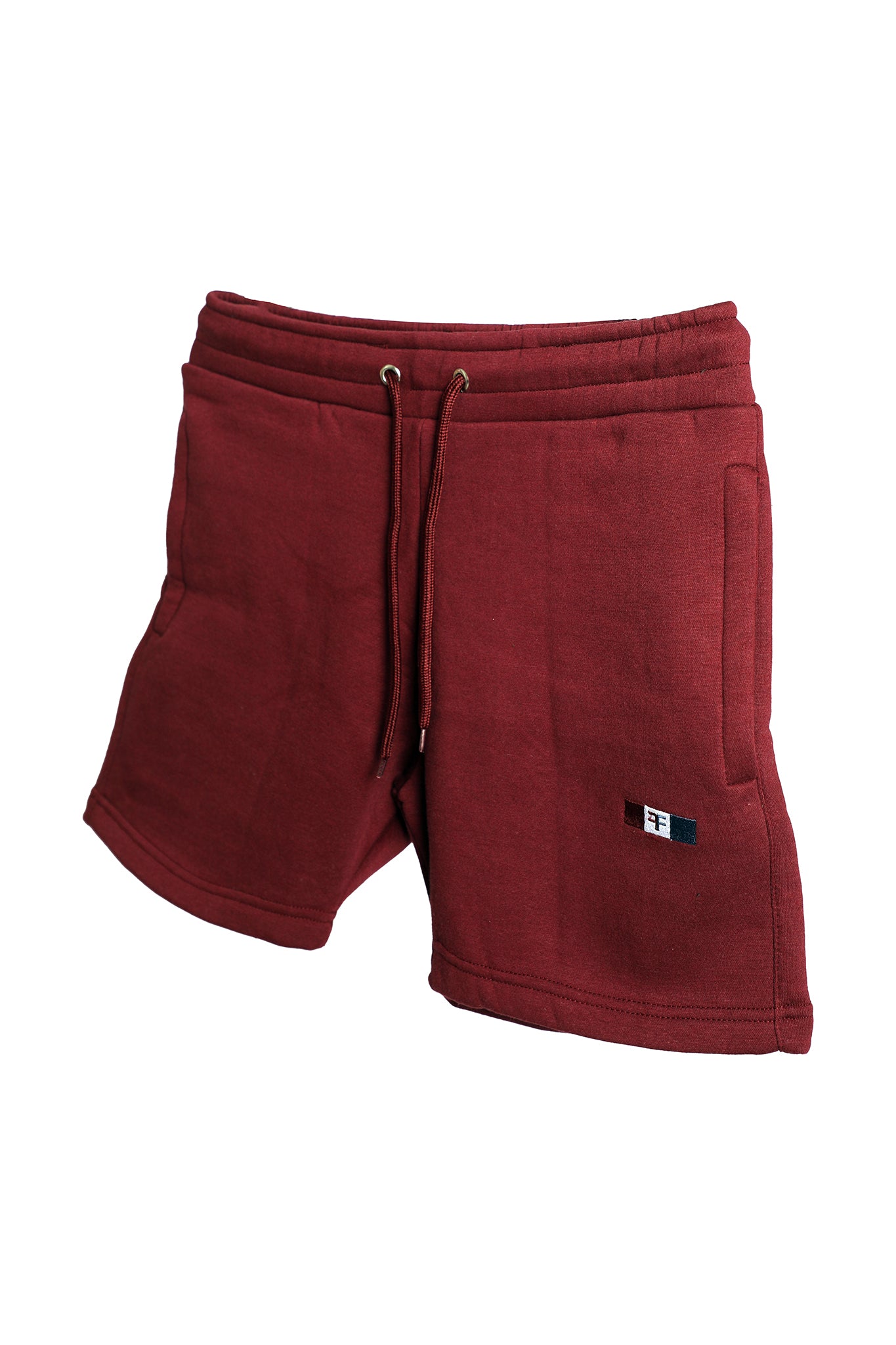 tapered fit zipper short - Burgundy