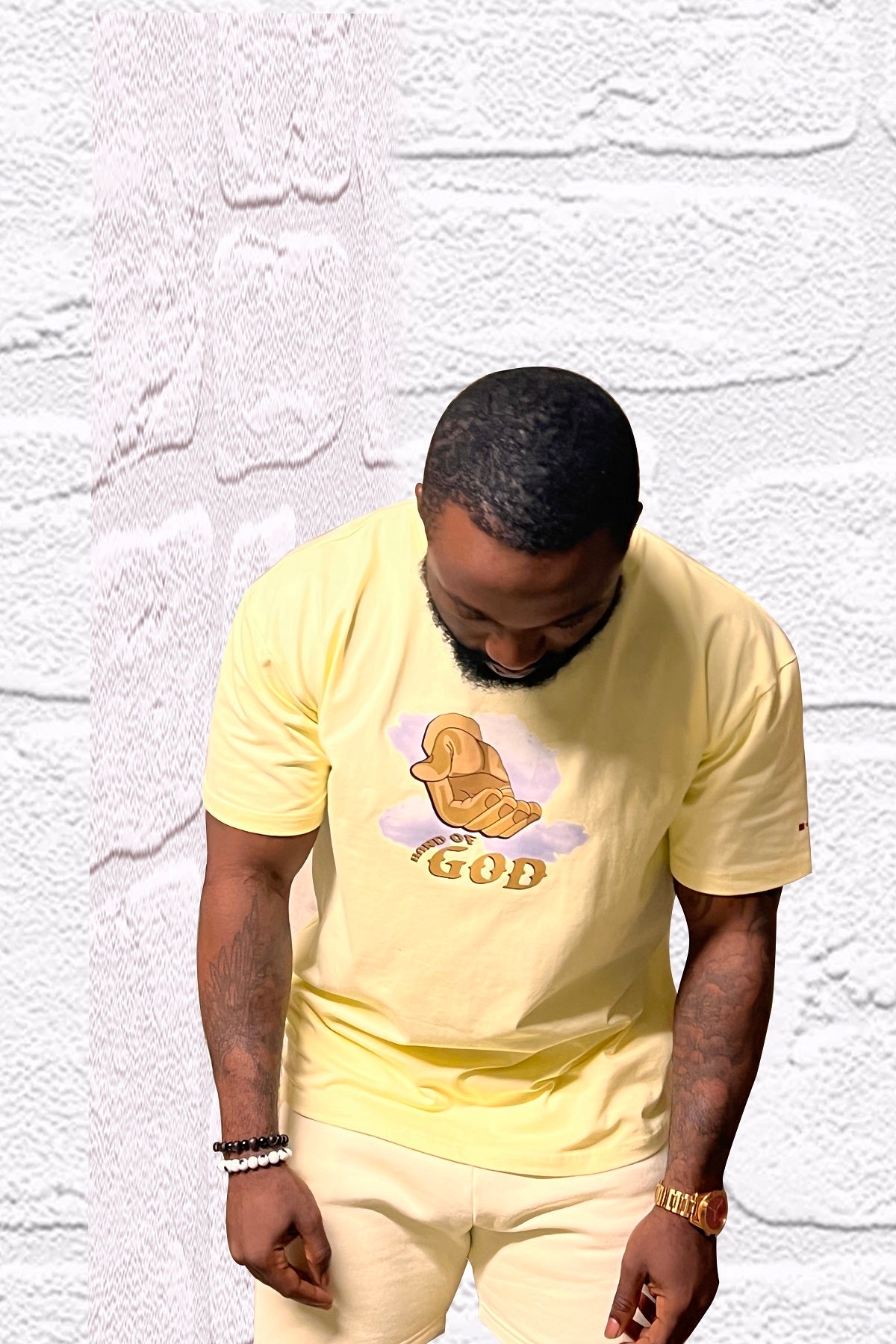 Hand of God T Shirt - pastel Light Yellow