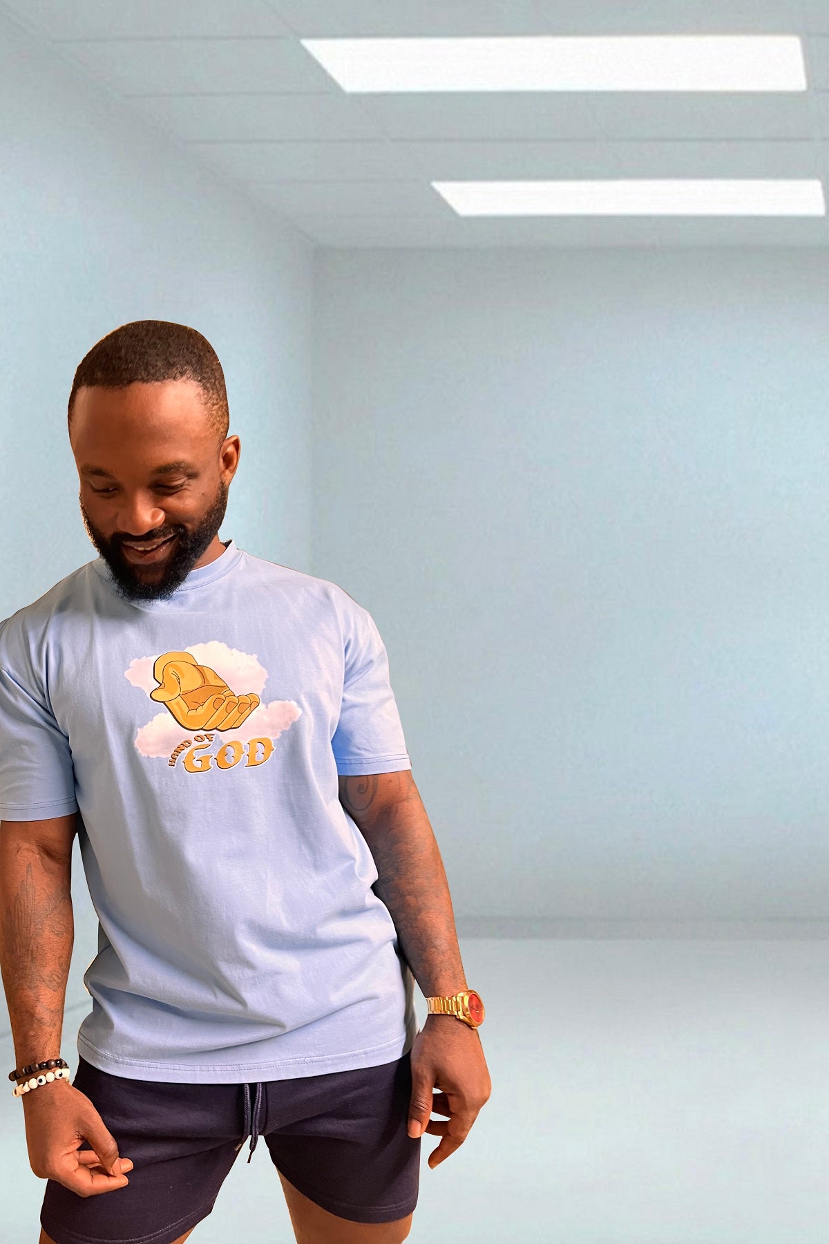 Hand of God T Shirt - Light Blue