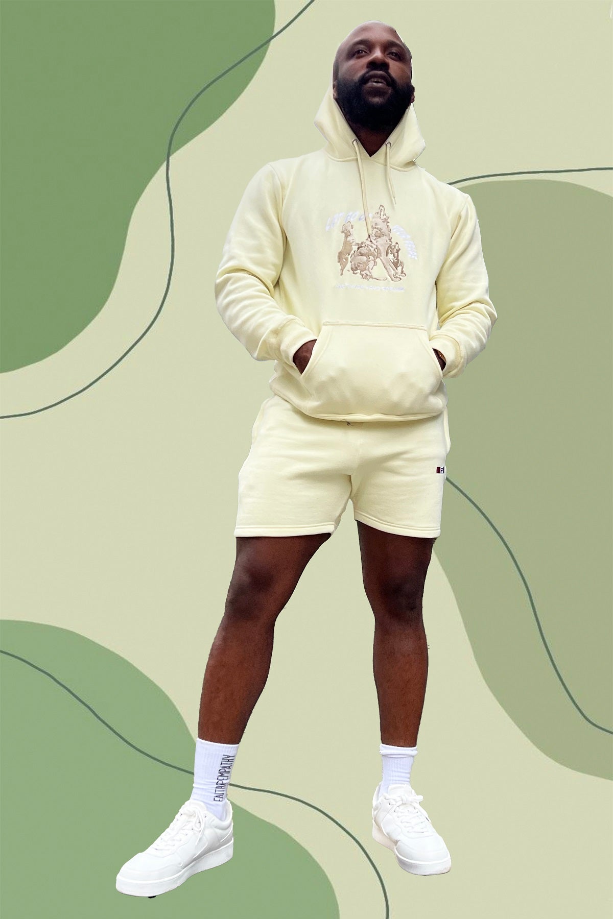 Wolf hoodie Sweatshirt- Light Yellow