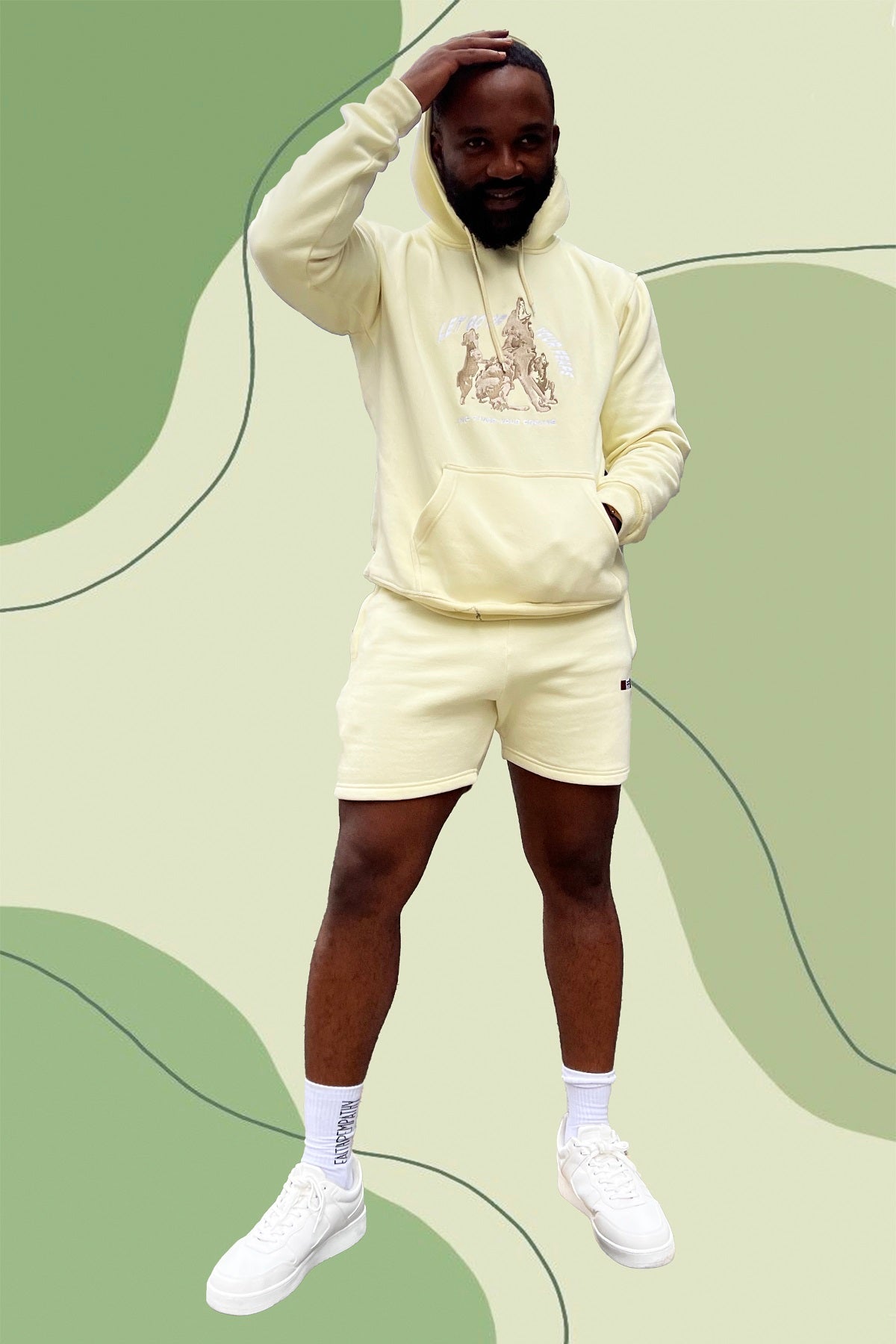 Wolf hoodie Sweatshirt- Light Yellow