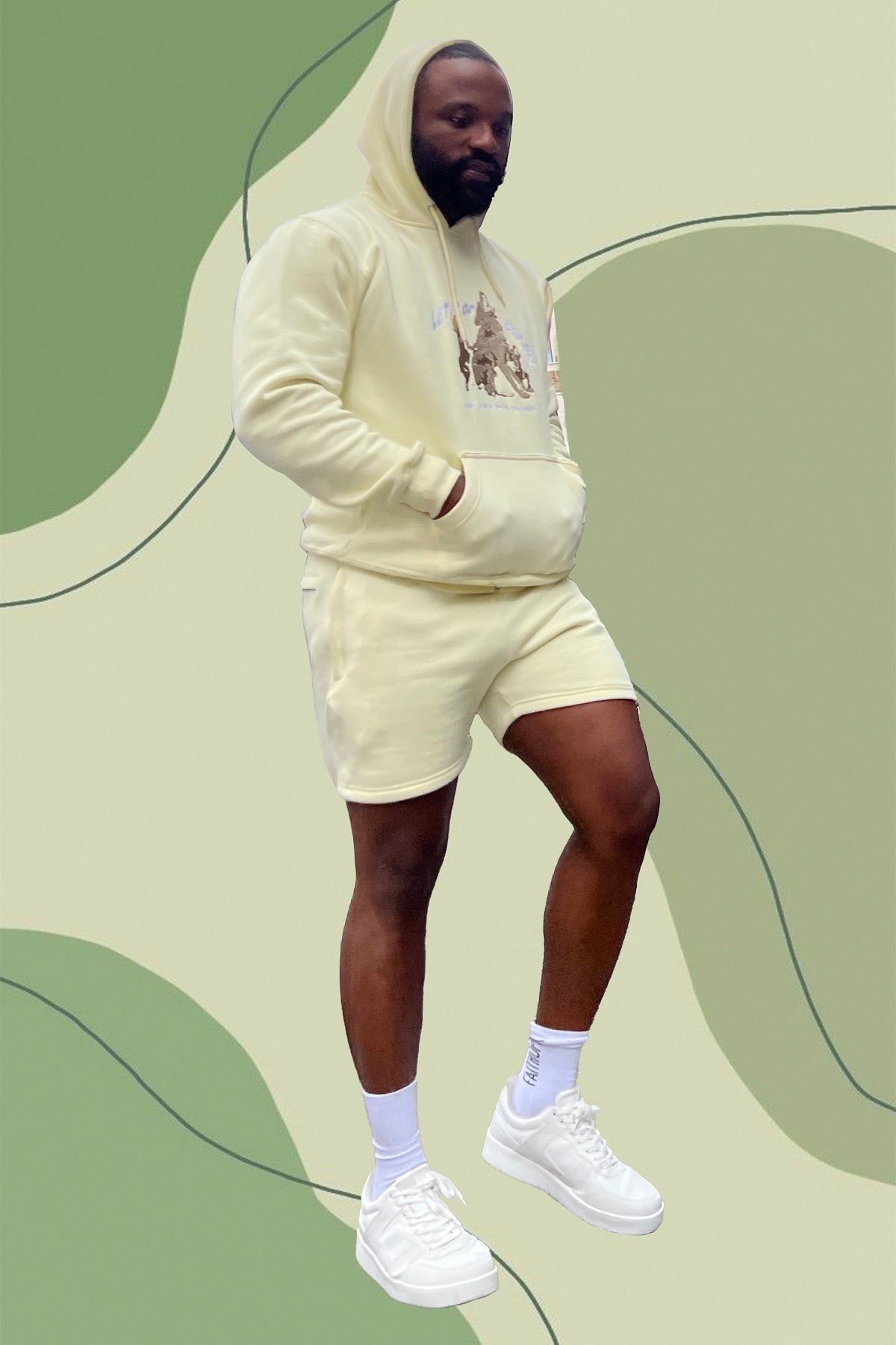 Wolf hoodie Sweatshirt- Light Yellow