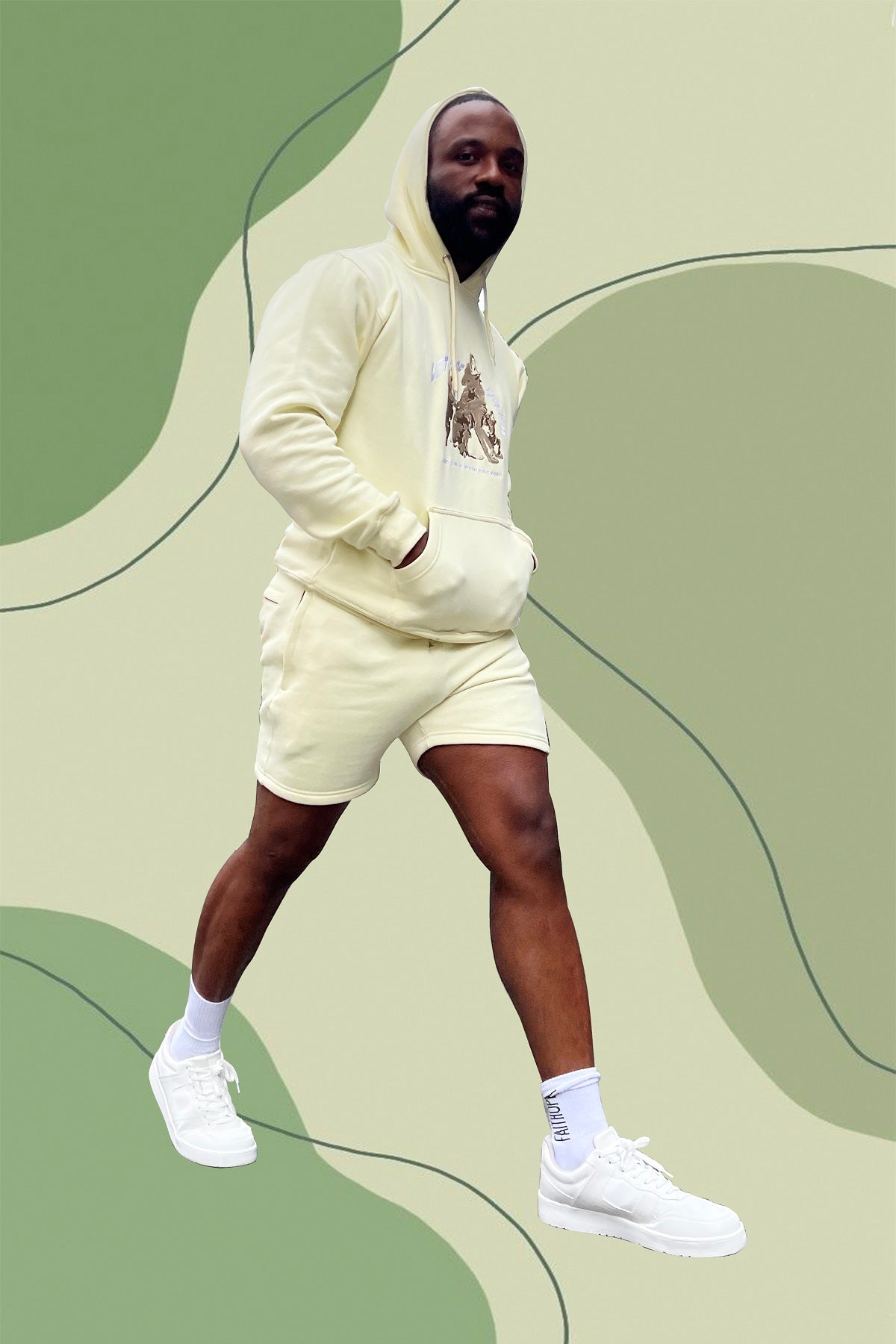 Wolf hoodie Sweatshirt- Light Yellow
