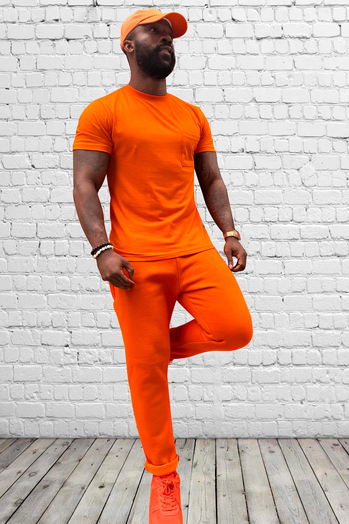 Tapered fit Track Trousers with zipper pocket - Orange