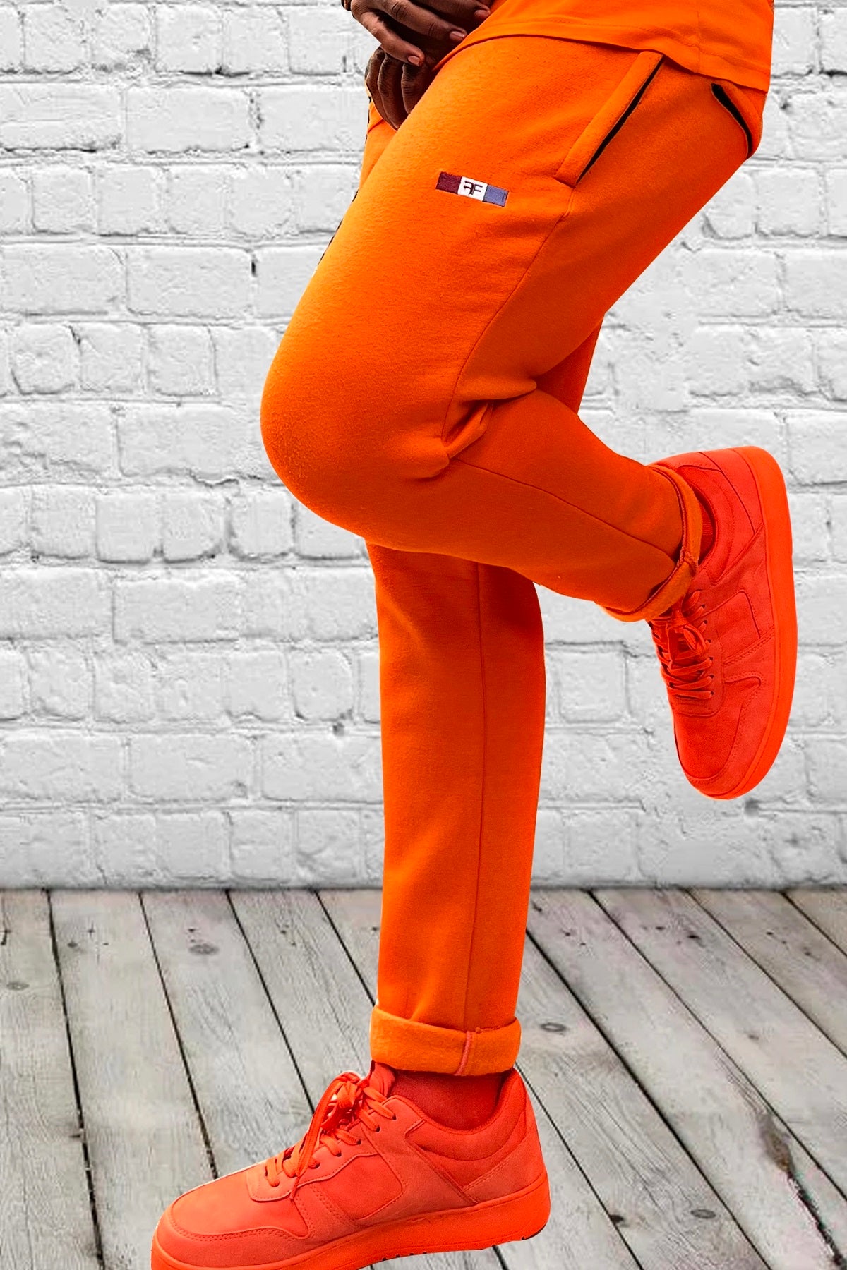 Tapered fit Track Trousers with zipper pocket - Orange
