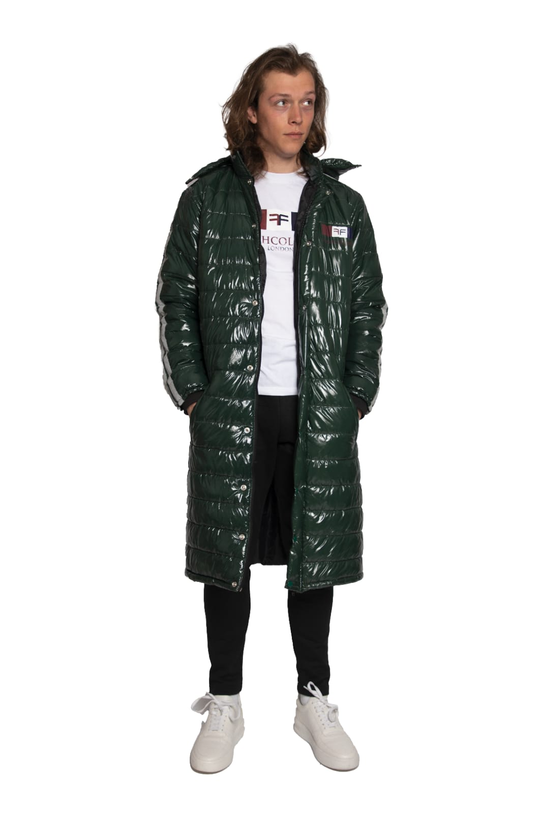 Puffer Long Coat with Hoodies - Water Resistant - Green