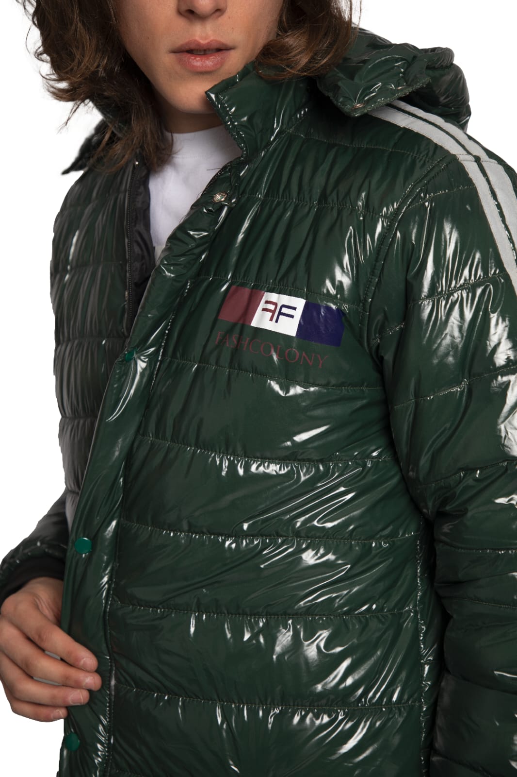 Puffer Long Coat with Hoodies - Water Resistant - Green