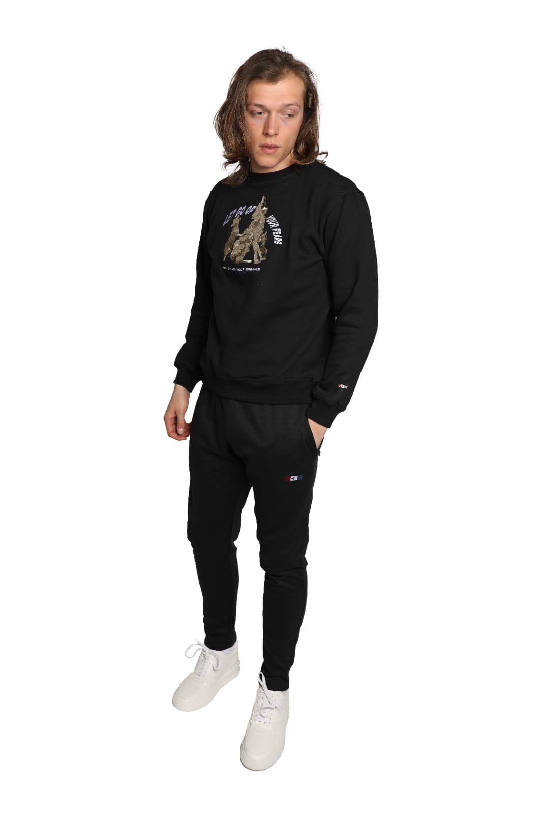Wolf Slogan Sweatshirt - Black