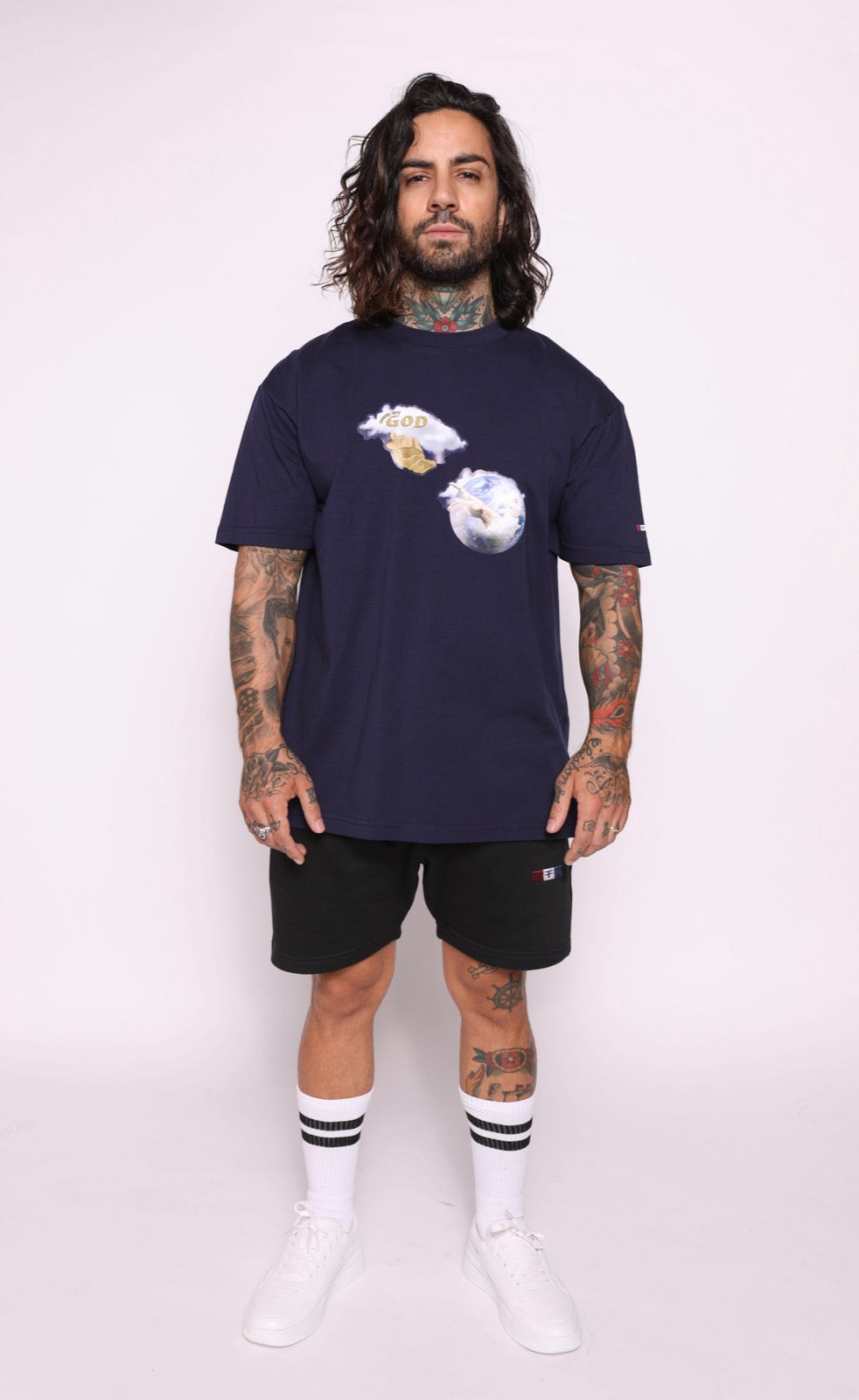 Hand of God T Shirt - Dark Blue