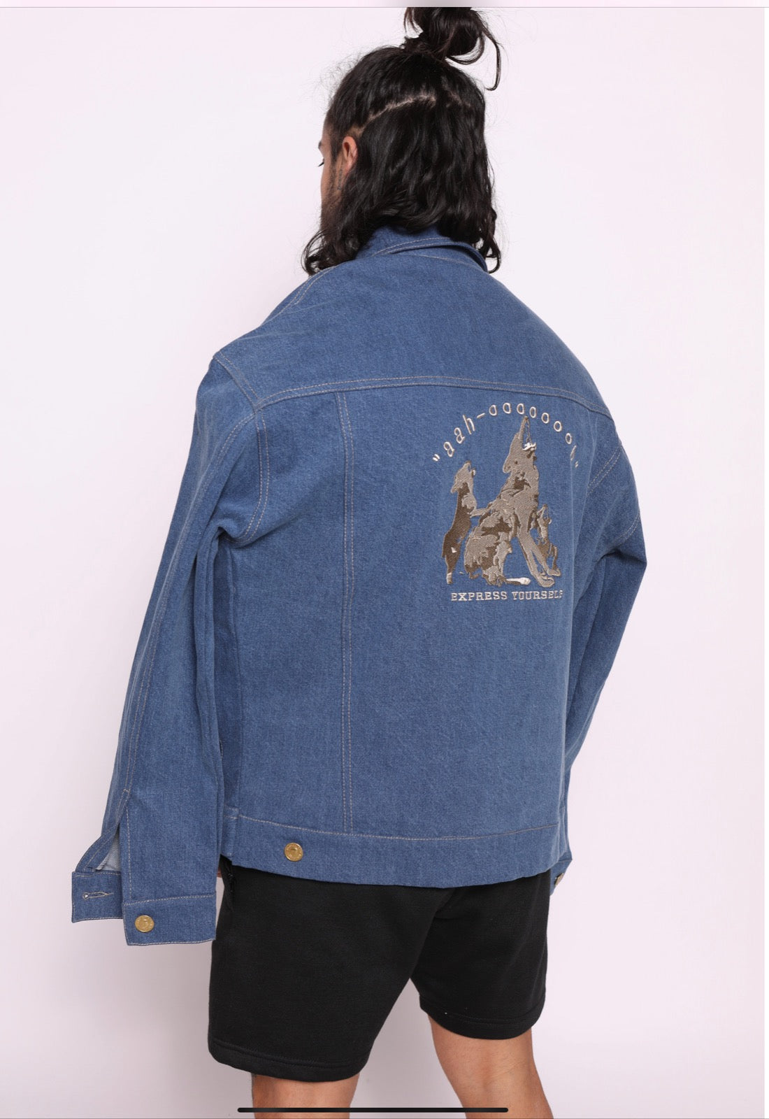 Oversized Wolf Embroidery Jacket