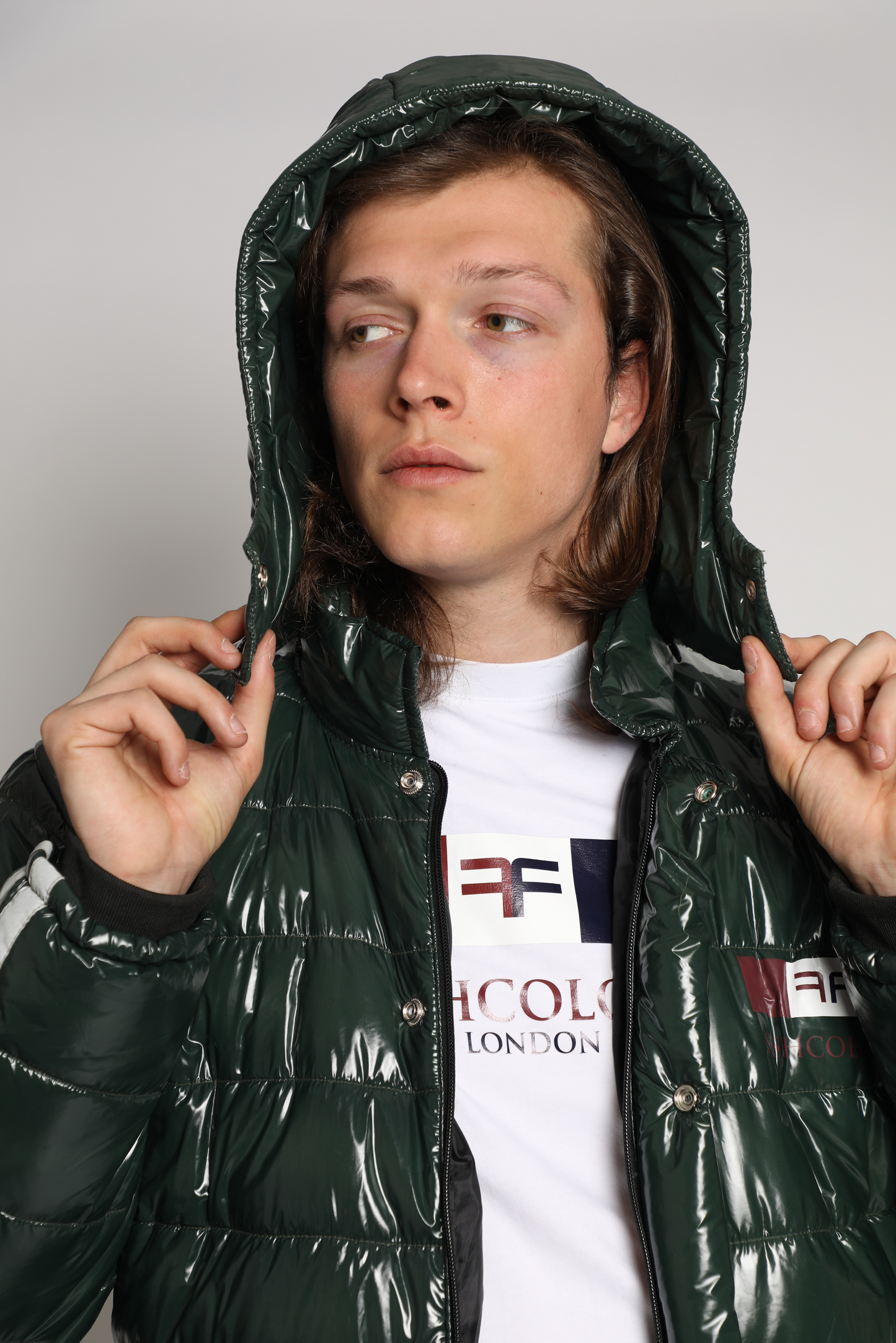 Puffer Long Coat with Hoodies - Water Resistant - Green