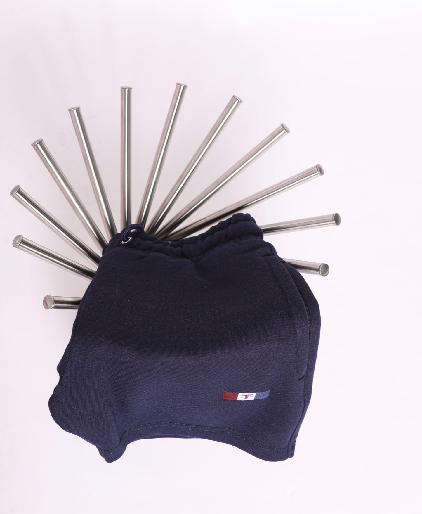 tapered fit zipper short - Navy Blue