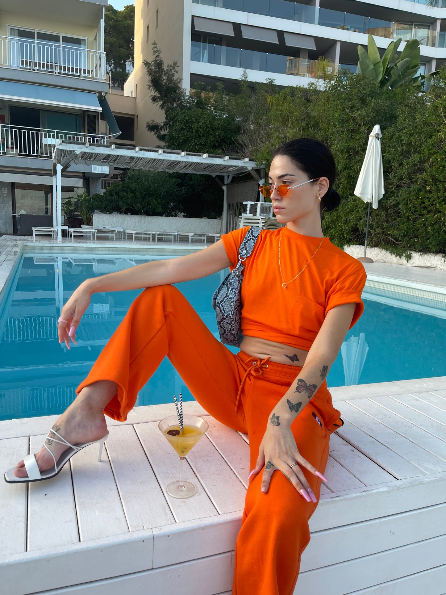 Flare Unisex Trousers with zipper pocket - Orange
